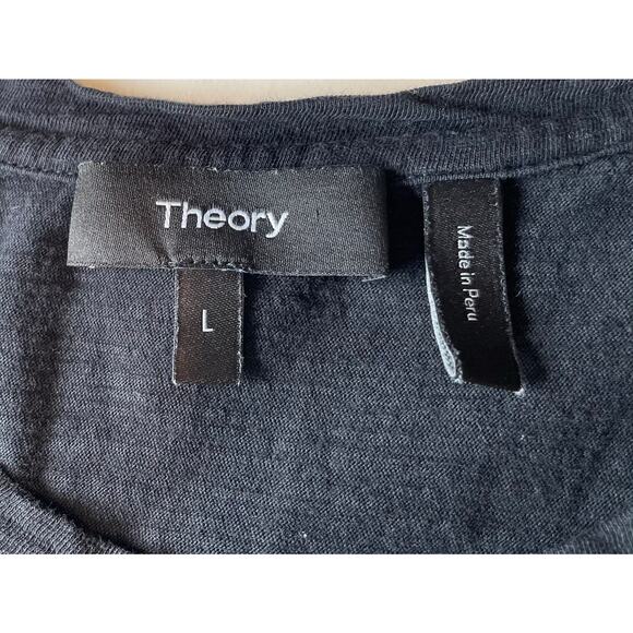 Theory T-Shirt Dress Black Sz L Cotton Short Sleeves Cherry B2 Sea Slub Staple - Picture 2 of 6